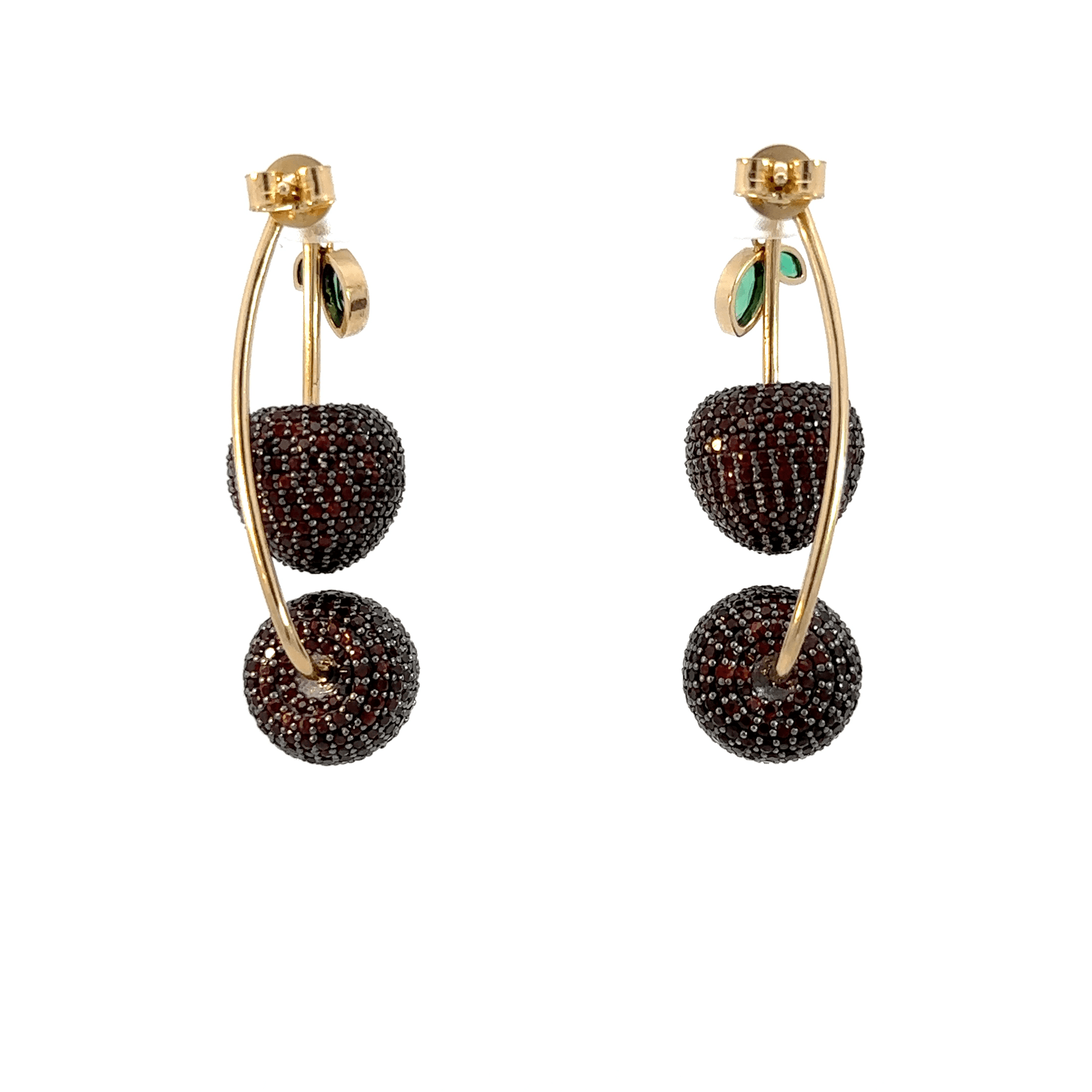 Garnet and Emerald Cherry Earrings