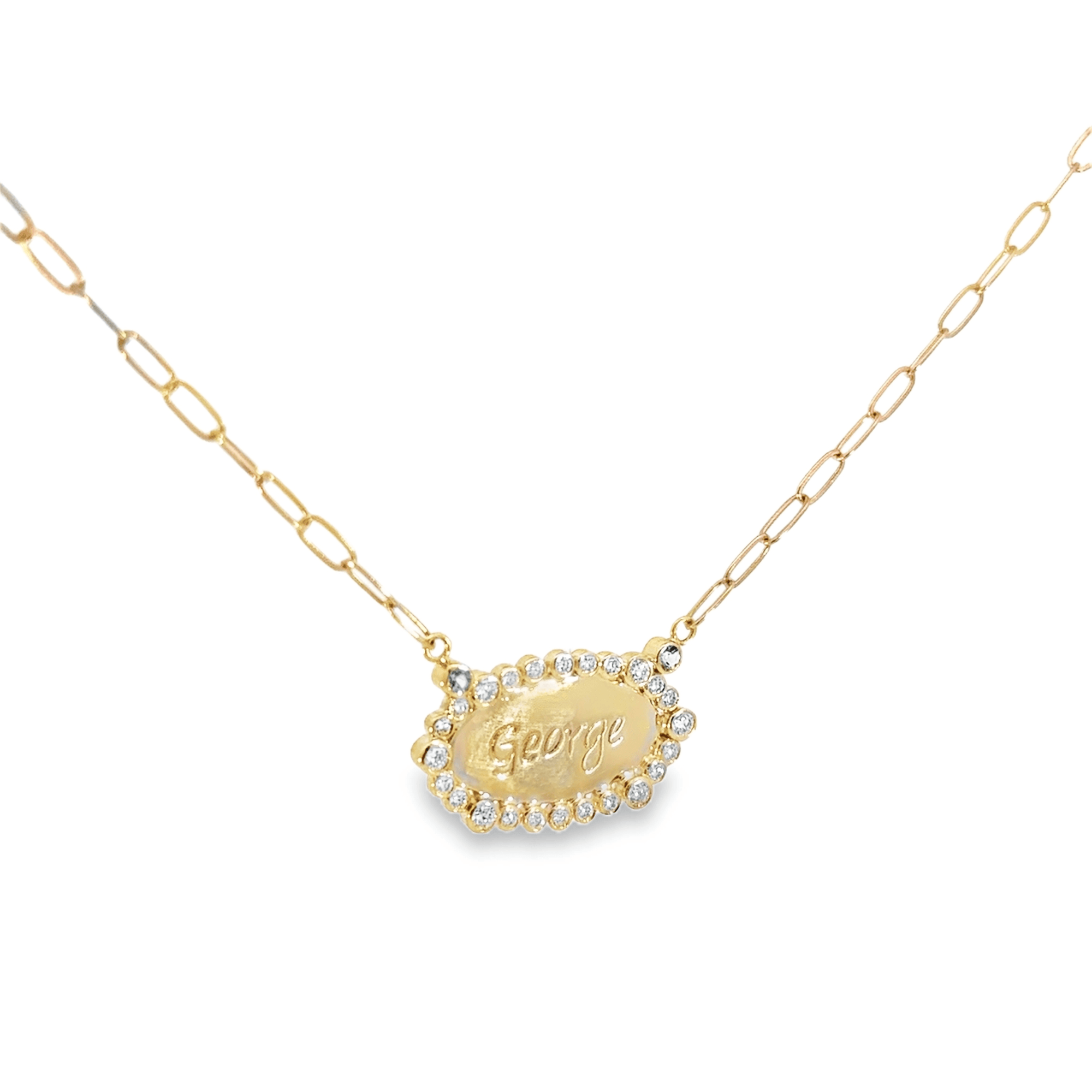 Customizable Engraved Bezel Set Necklace