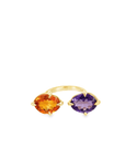 Citrine and Amethyst Two Stone Open Ring