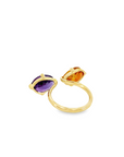 Citrine and Amethyst Two Stone Open Ring
