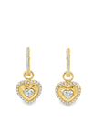 Heart Cut Diamond and 14k Yellow Gold Earring Charms