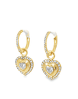 Heart Cut Diamond and 14k Yellow Gold Earring Charms