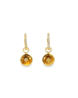 Citrine Bezel Set and Diamond Halo Earring Charms