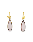 Pink Quartz Drop Leaf Earrings (18k Yellow Gold and Pink Quartz)