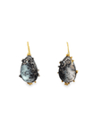 Moss Agate 18k Royal Gold and  Diamond Earrings