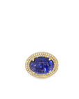 Blue Sapphire Cabochon Ring with Diamonds