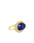 Blue Sapphire Cabochon Ring with Diamonds