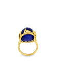 Tanzanite Cabochon Diamond Fois Bois Leaf Ring