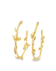 Fois Bois Leaf Diamond Hoop Earrings