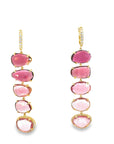 The Lilah Earrings (14k Yellow Gold, Diamonds, and Pink Tourmaline)