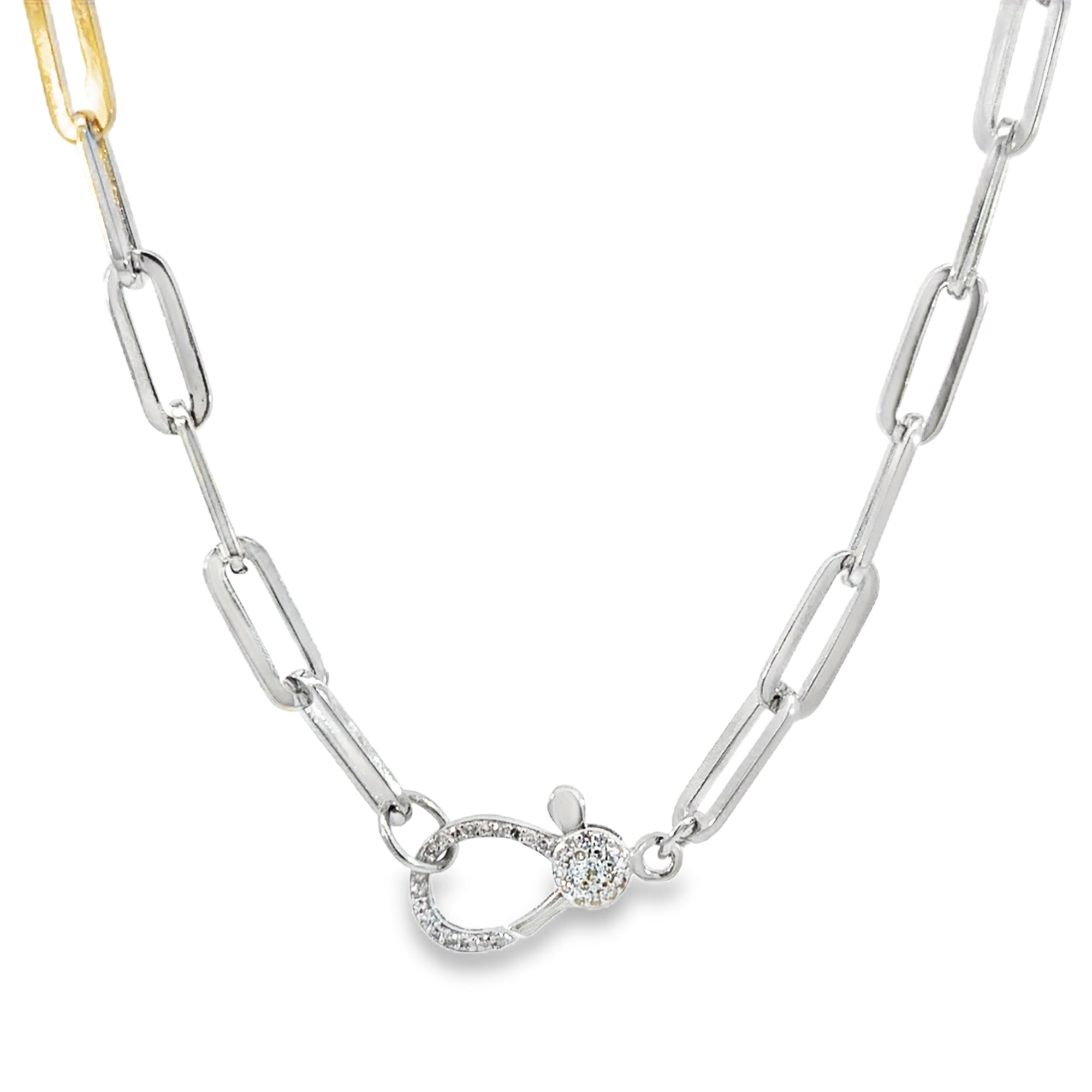 The Sylvia Paperclip Chain Necklace (Sterling Silver and Diamonds)