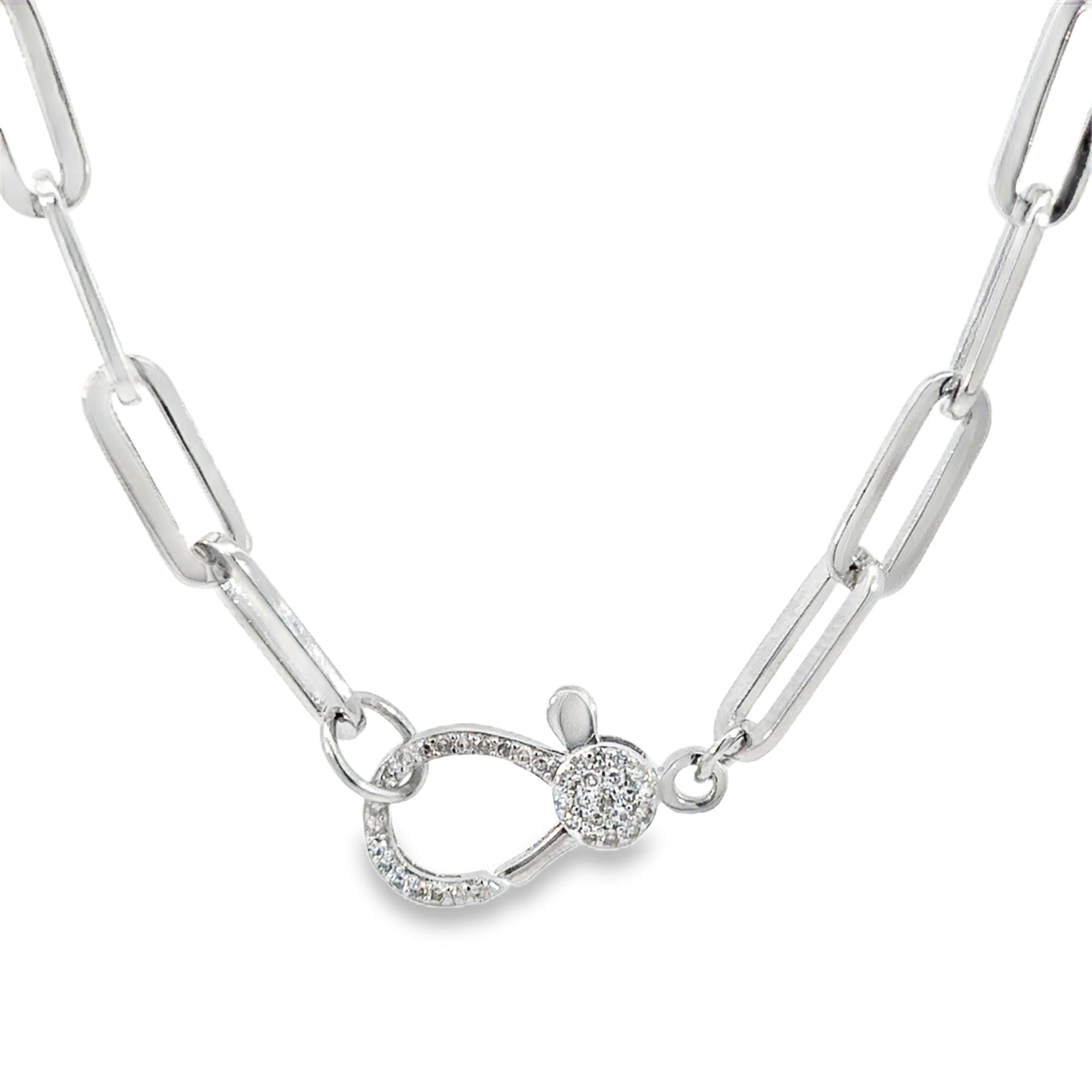 The Sylvia Paperclip Chain Necklace (Sterling Silver and Diamonds)