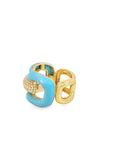 Turquoise and Diamond Buckle Ring (14k Yellow Gold, Turquoise, and Diamonds)