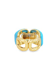 Turquoise and Diamond Buckle Ring (14k Yellow Gold, Turquoise, and Diamonds)