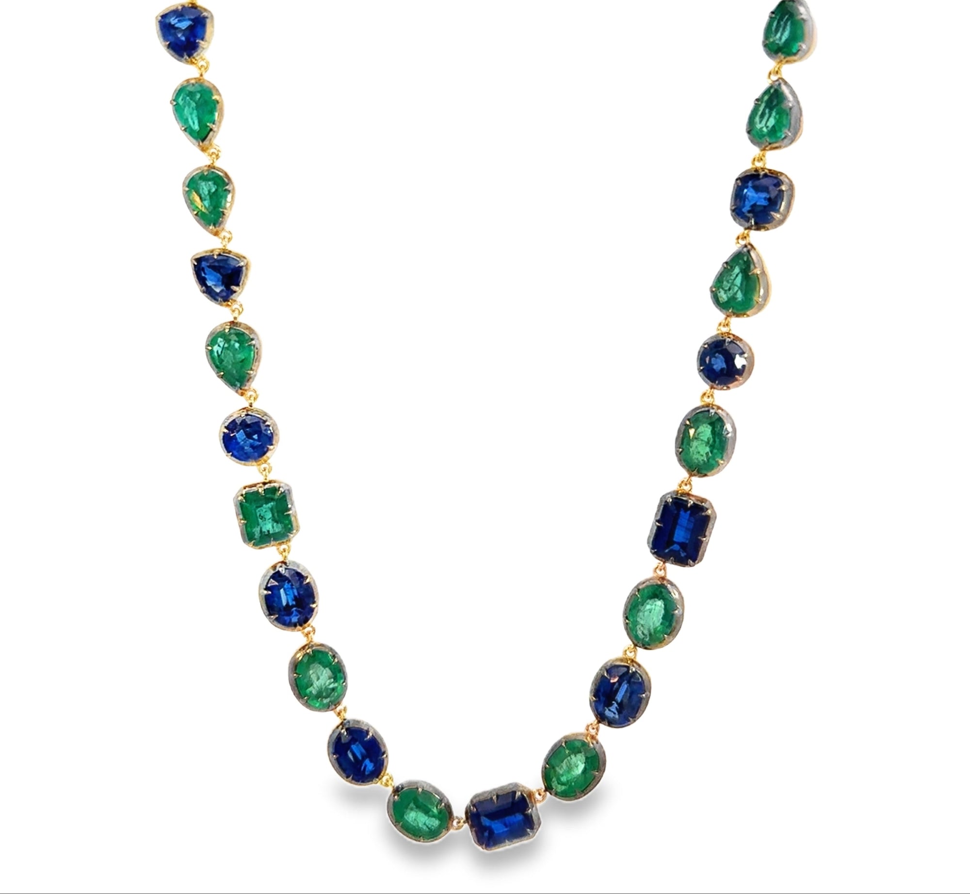 The Sophia Necklace (14k Yellow Gold, Emerald, Kyanite)