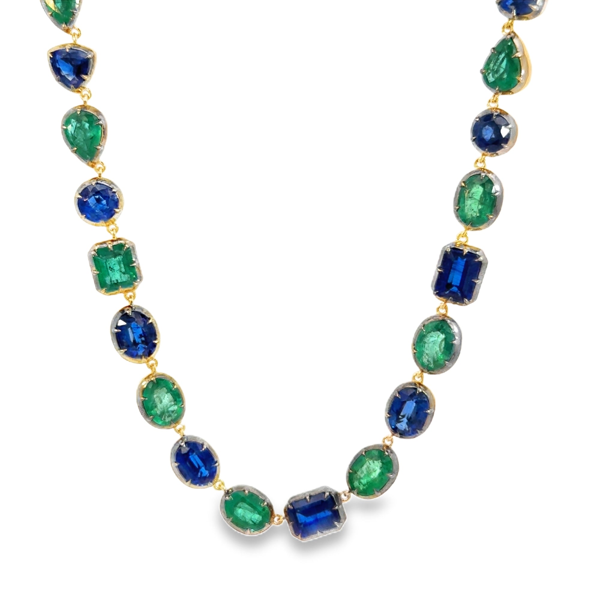 The Sophia Necklace (14k Yellow Gold, Emerald, Kyanite)