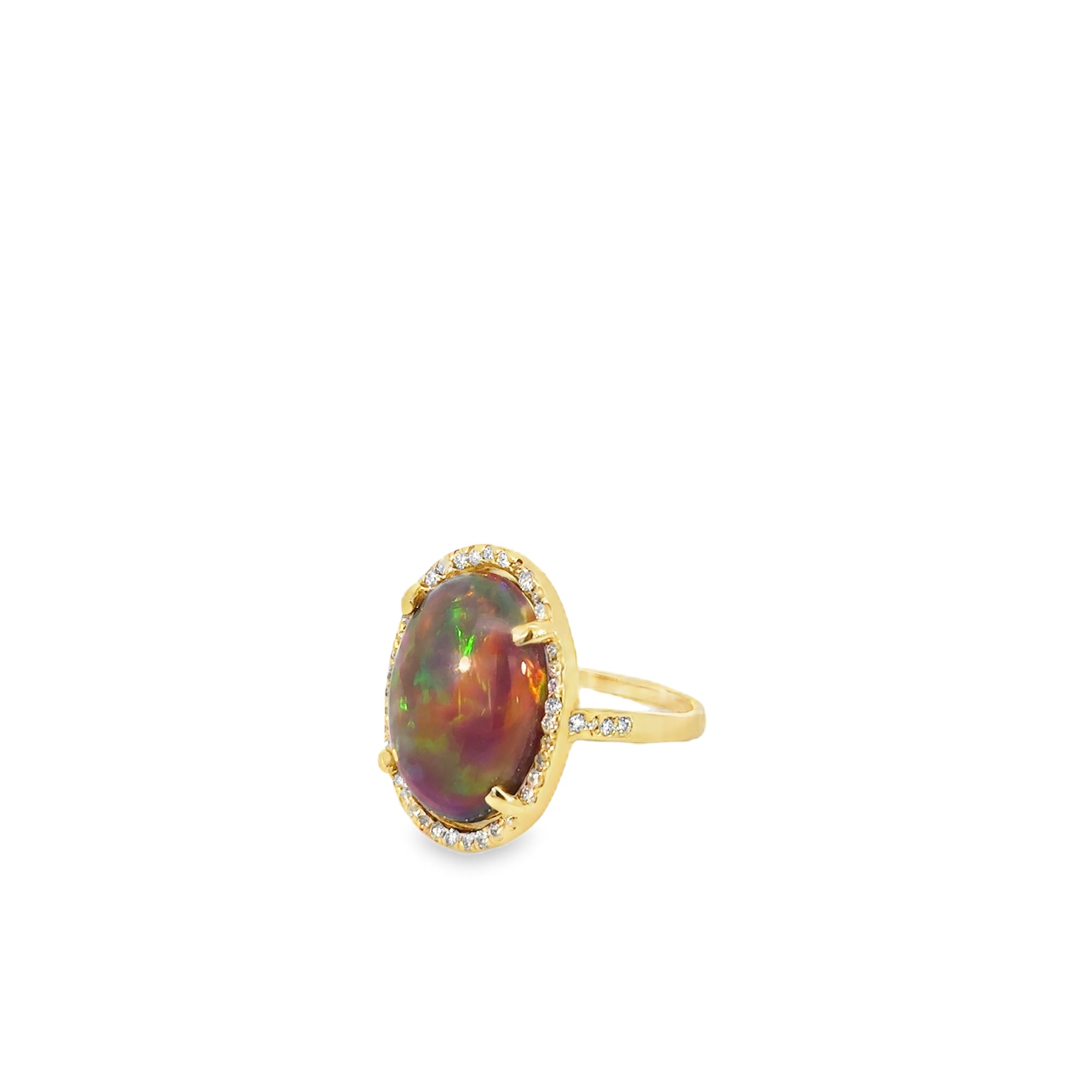 The Sydney Ring (14k Yellow Gold, Black Ethiopian Opal, and Diamonds)