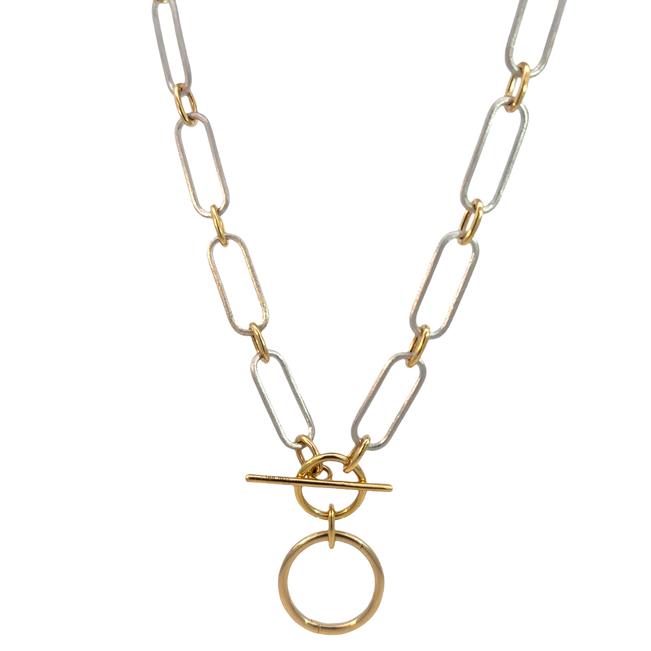 The Beth Pendant Chain Necklace (14k Yellow Gold and Sterling Silver)