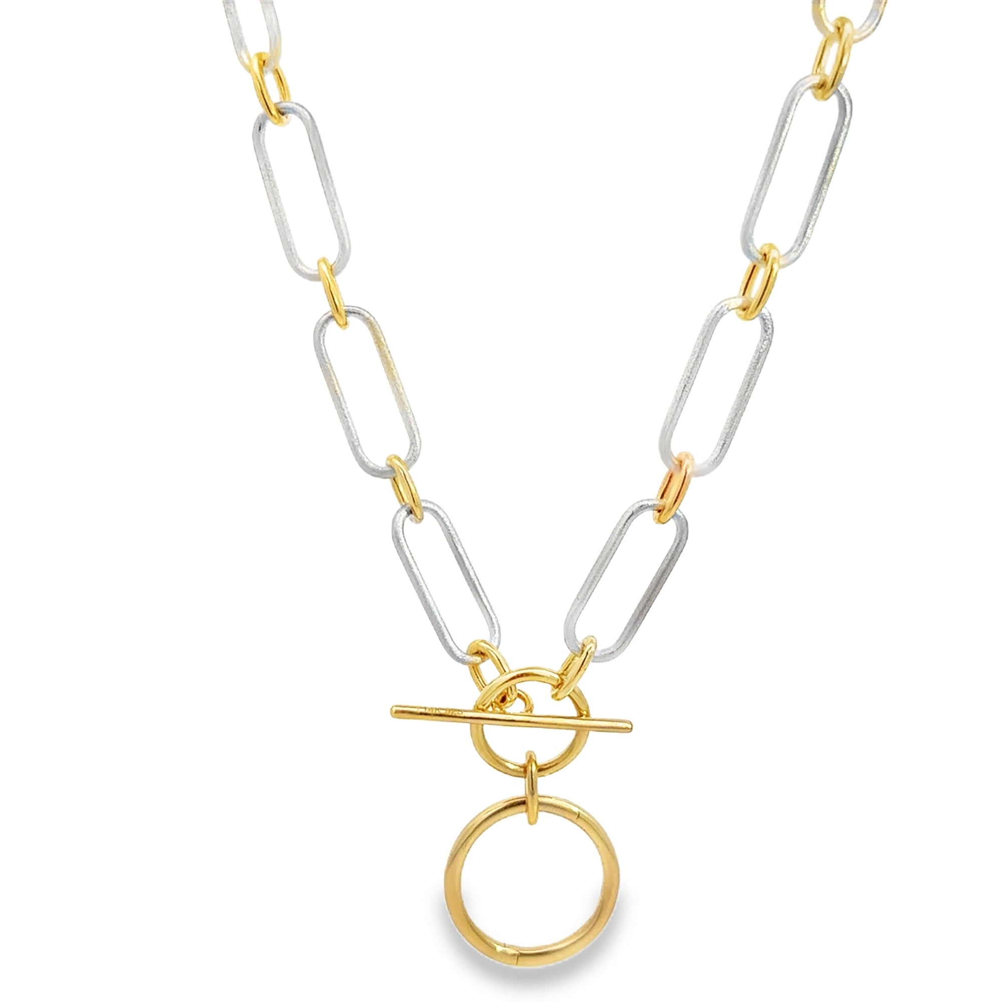 The Beth Pendant Chain Necklace (14k Yellow Gold and Sterling Silver)