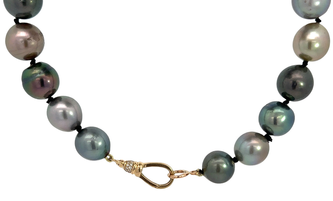 The AudreyNecklace (Gray South Sea Pearls, 14k Yellow Gold)