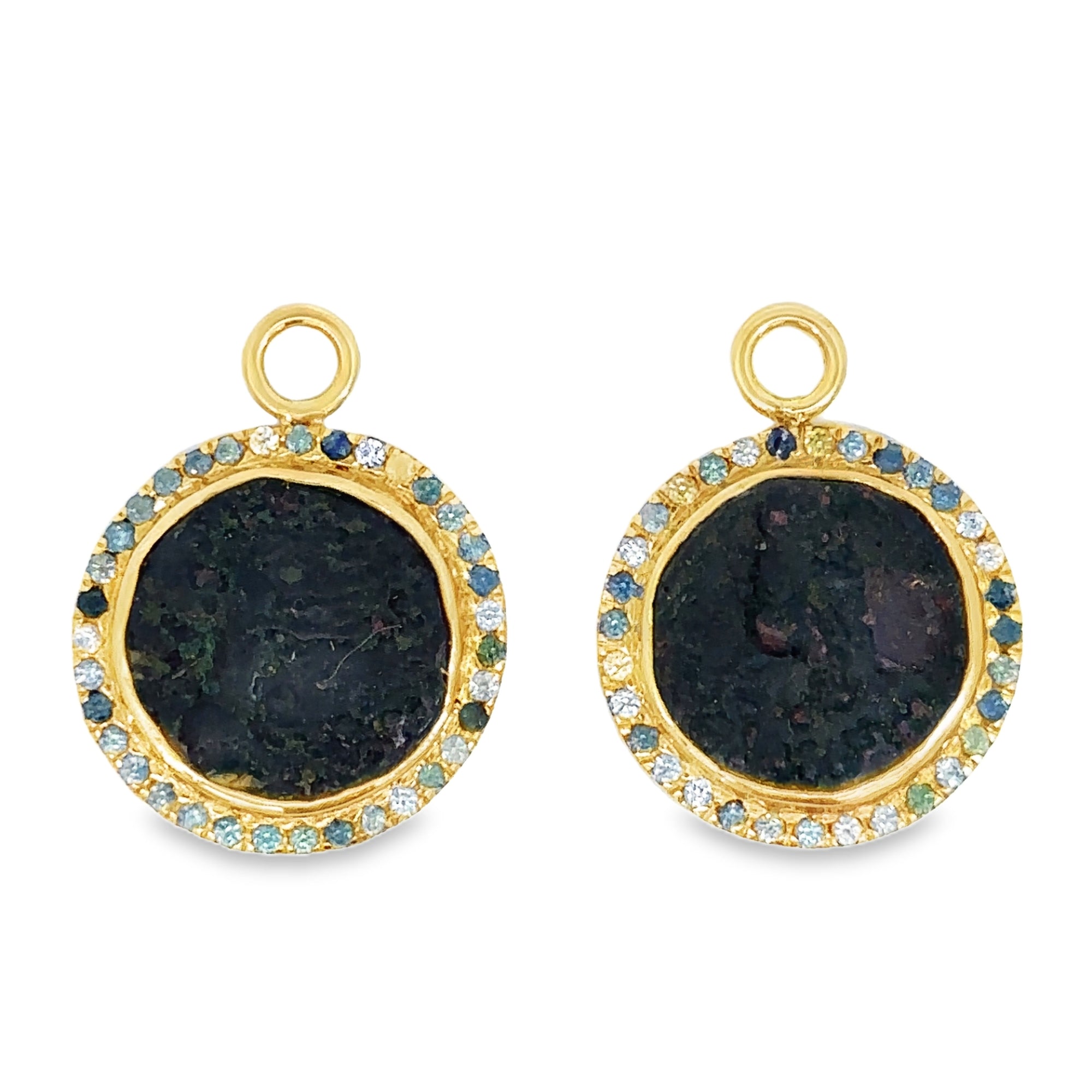The Millie Earring Charms (18k Yellow Gold, Sapphires, Roman coins)