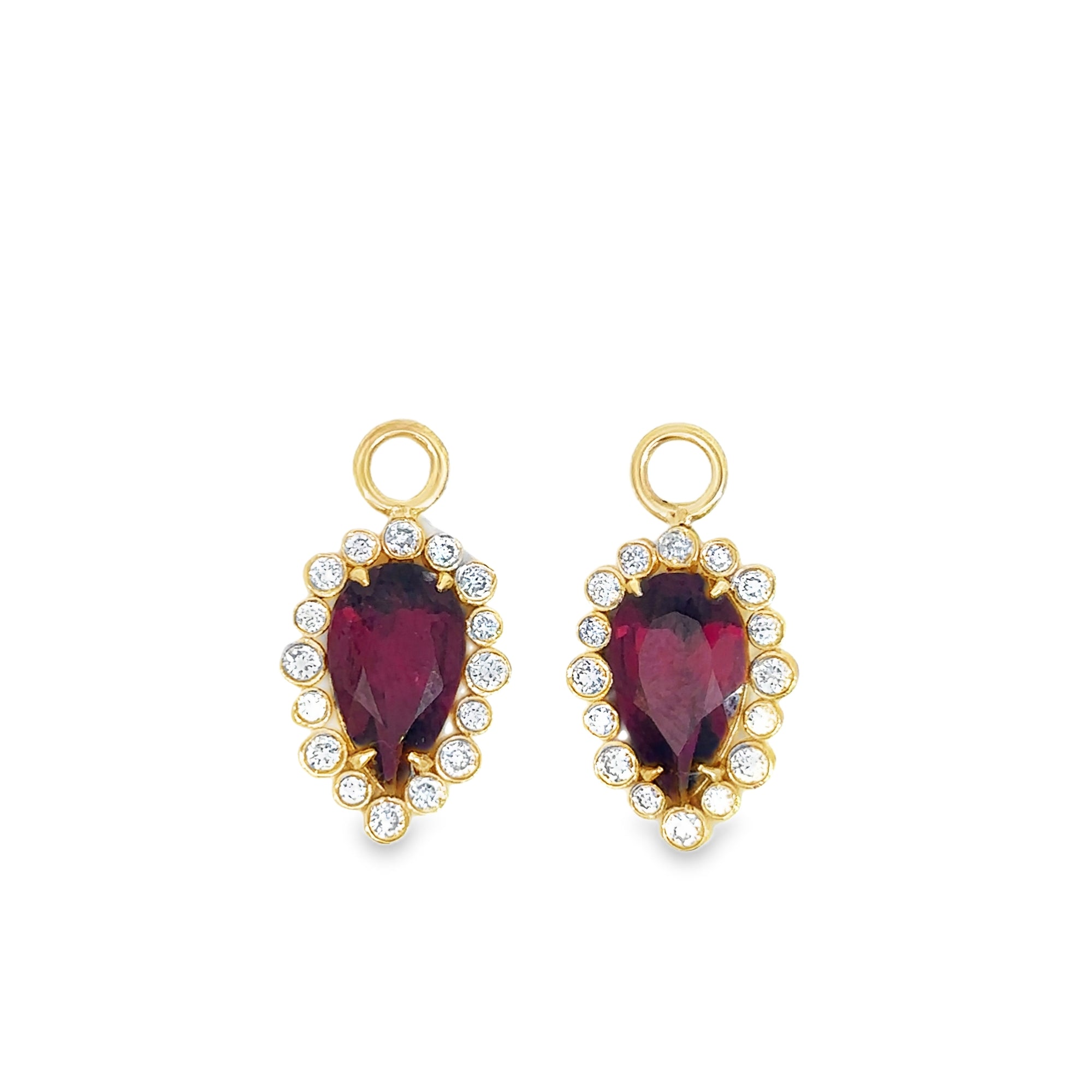 The Cherish Earring Charms (14k Yellow Gold, Diamond, and Garnet)