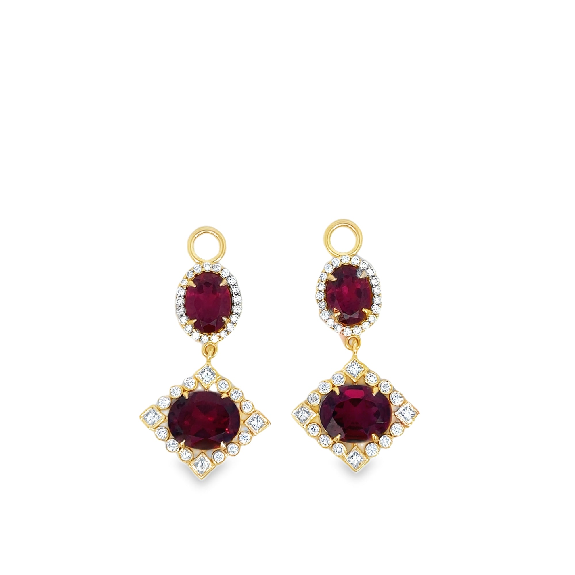The Lydia Earring Charms (14k Yellow Gold, Diamond, and Garnet)