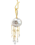 The Cloud Pendant 14k Yellow Gold, Pearl, Diamonds)