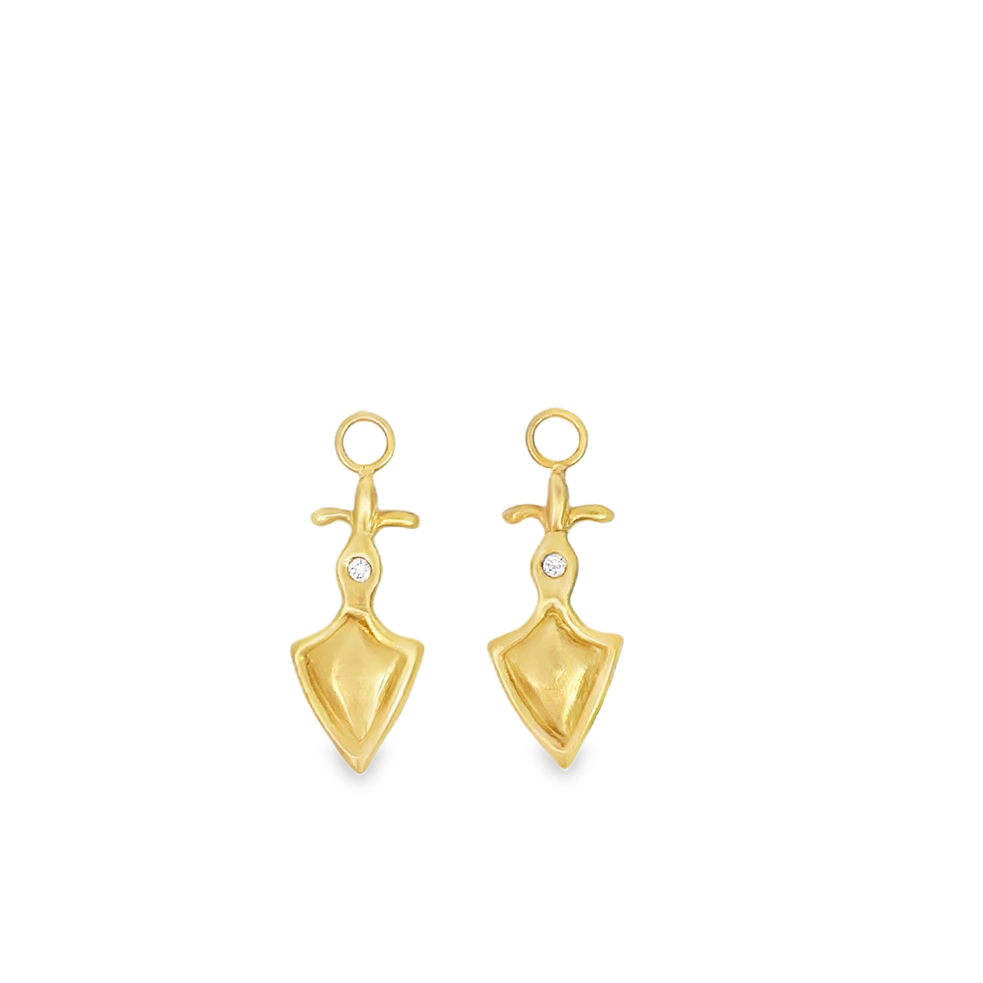 Classic Shield Earring Charms (18k Yellow Gold and Diamond)