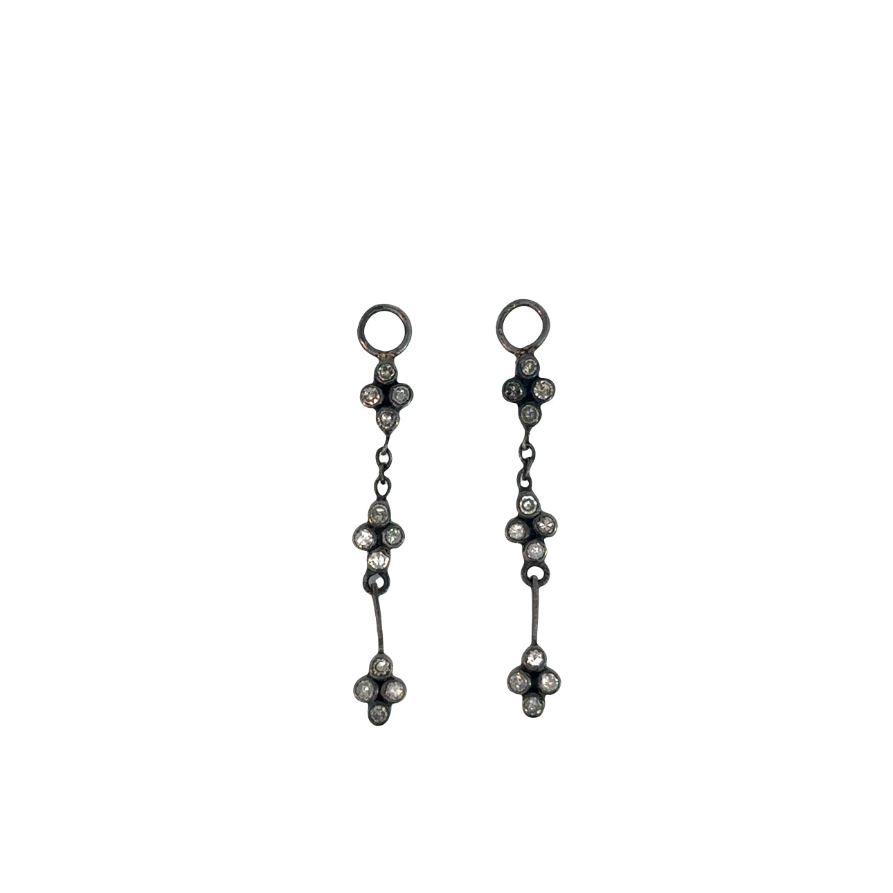 The Ginnie Earring Charms (Oxidized Sterling Silver and Diamond)