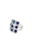 Sapphire and Diamond Statement Ring (18k White Gold, Blue Sapphire, Diamond)