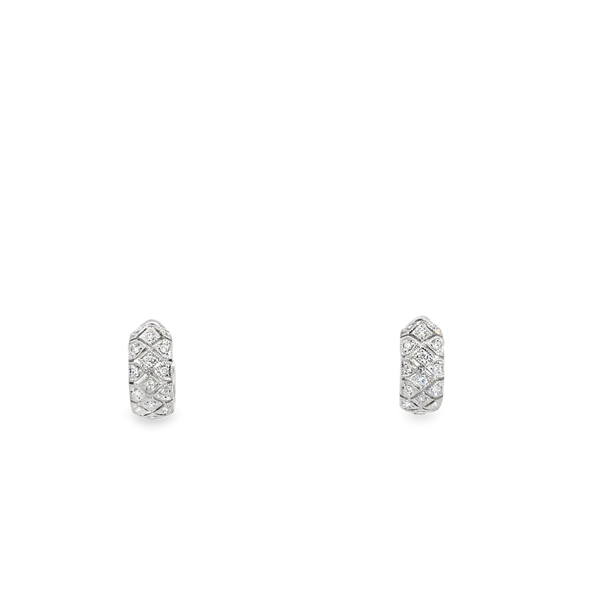 The Louise Huggie Hoop Earrings (14k White Gold and Diamonds)