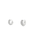 The Louise Huggie Hoop Earrings (14k White Gold and Diamonds)