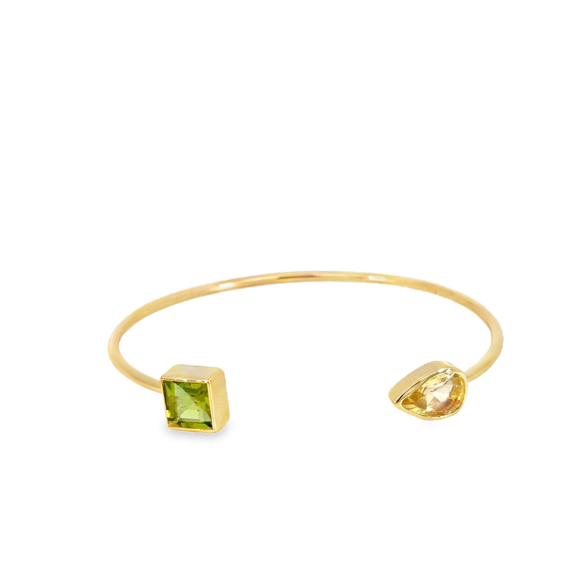 Citrine and Peridot Open Bangle Bracelet