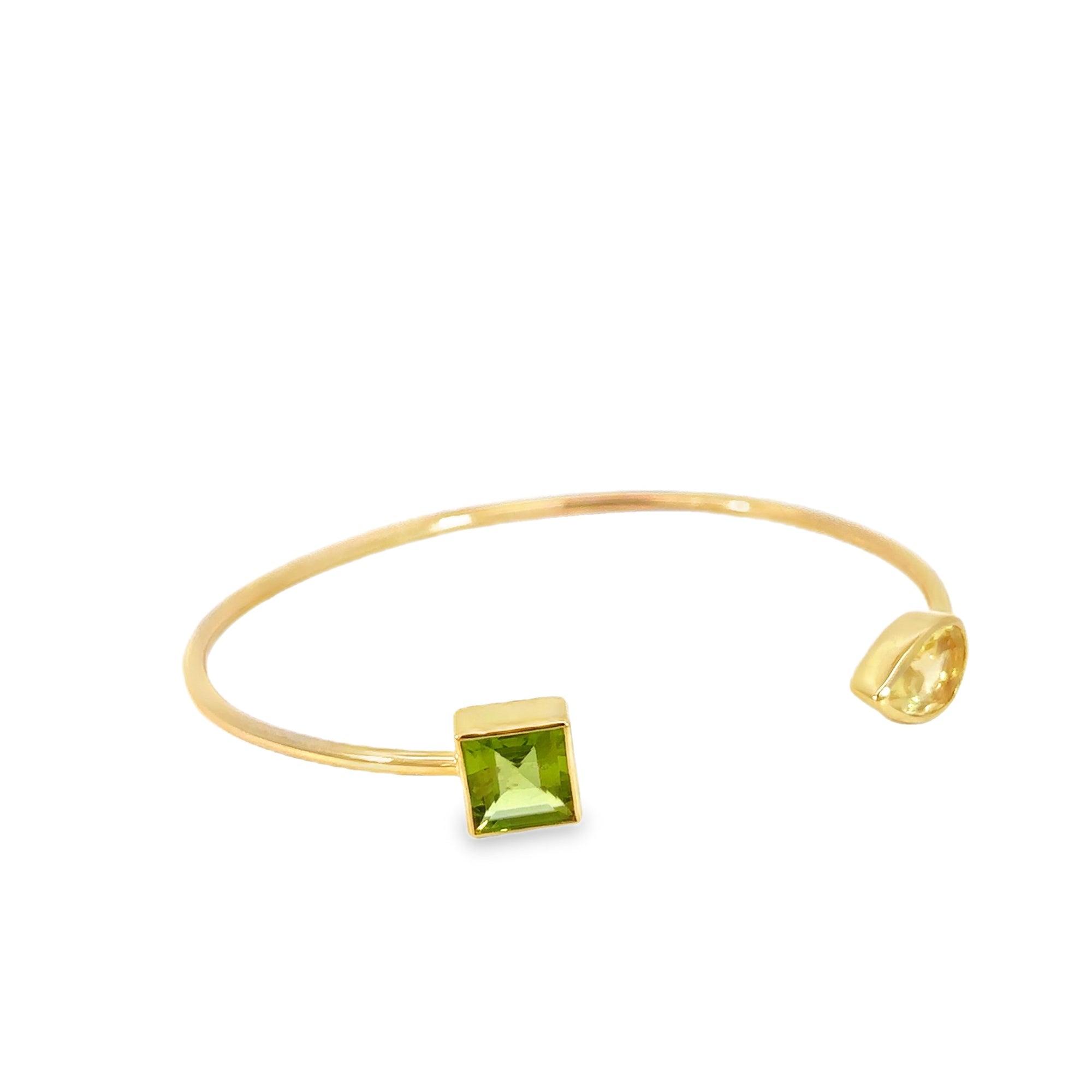 Citrine and Peridot Open Bangle Bracelet