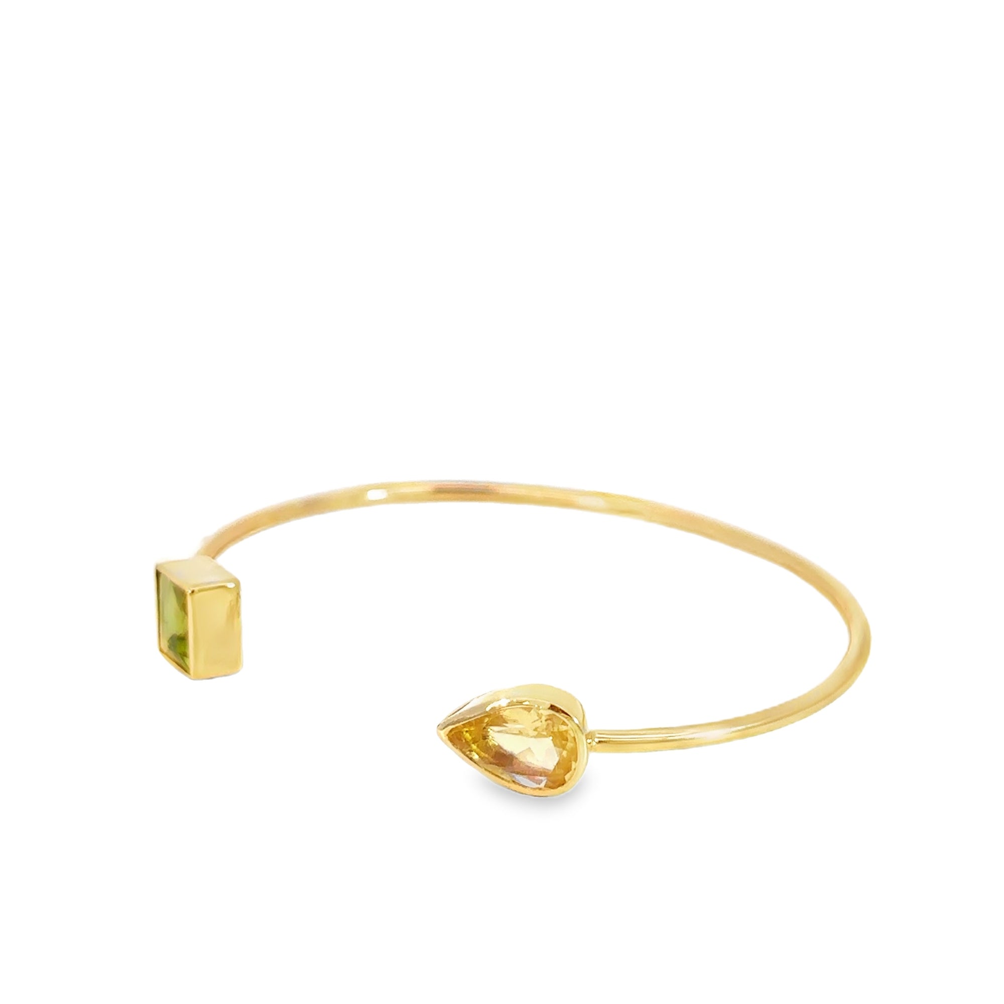 Citrine and Peridot Open Bangle Bracelet
