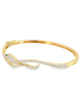 Wavy Snake Bangle Bracelet (14k Yellow Gold, Diamond, and Emerald)