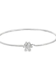 Diamond Flower Bangle Bracelet (14k White Gold, Diamonds)