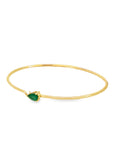 Pear Cut Emerald Solitaire Bangle Bracelet (14k Yellow Gold and Emerald)