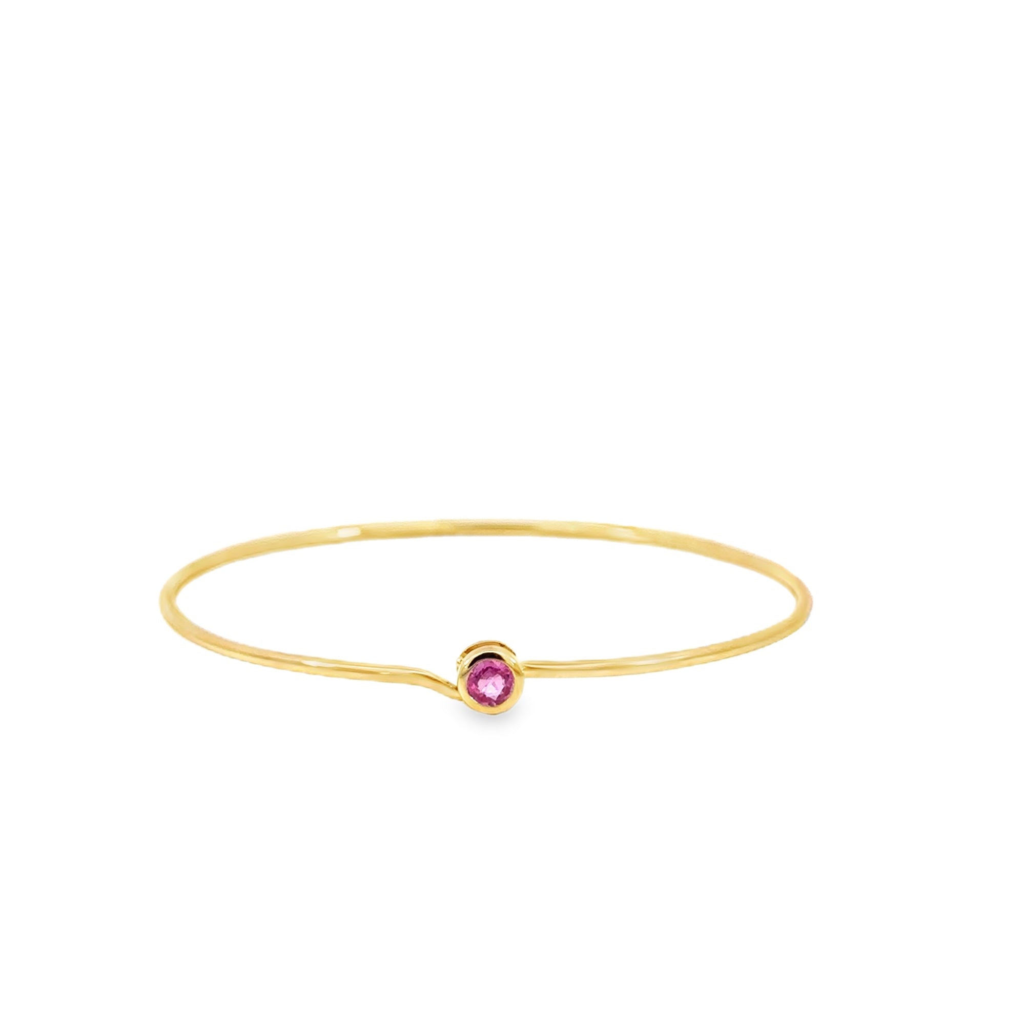 Pink Sapphire Bezel Set Solitaire Bangle Bracelet