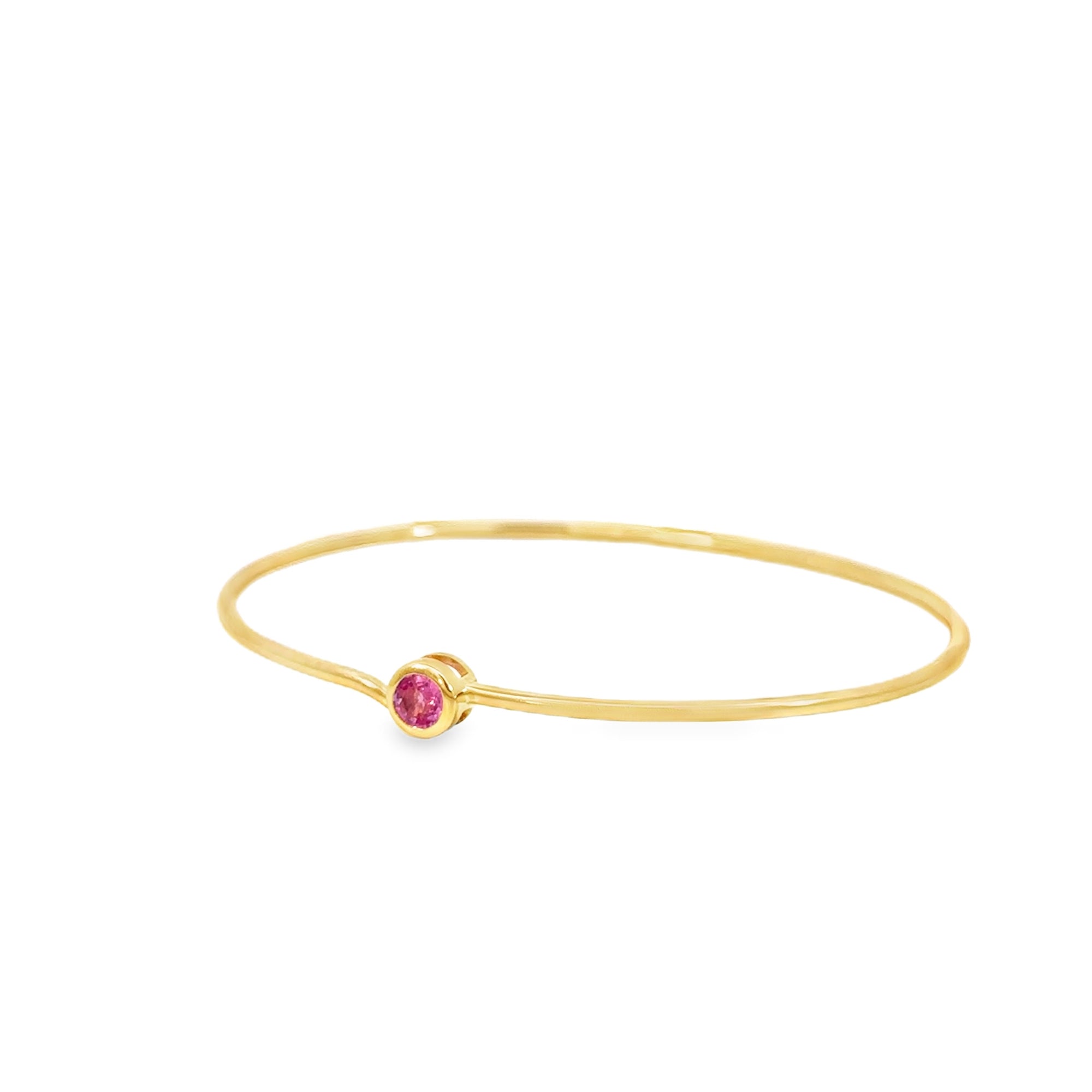 Pink Sapphire Bezel Set Solitaire Bangle Bracelet