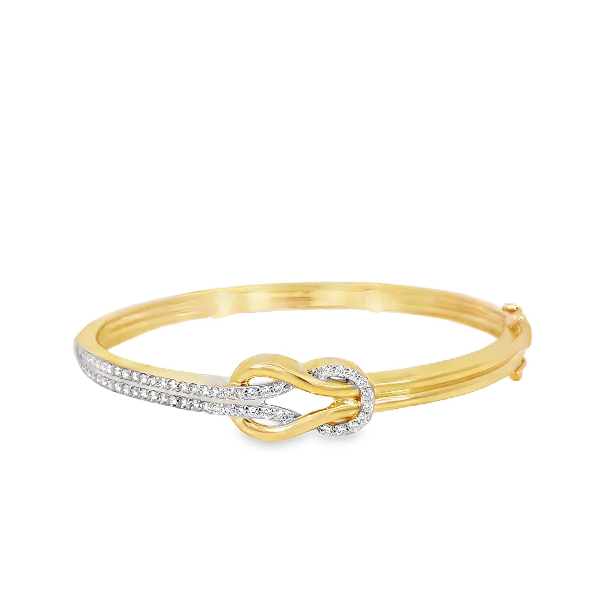 Diamond Braided Bangle Bracelet (14k Yellow Gold and Diamond)