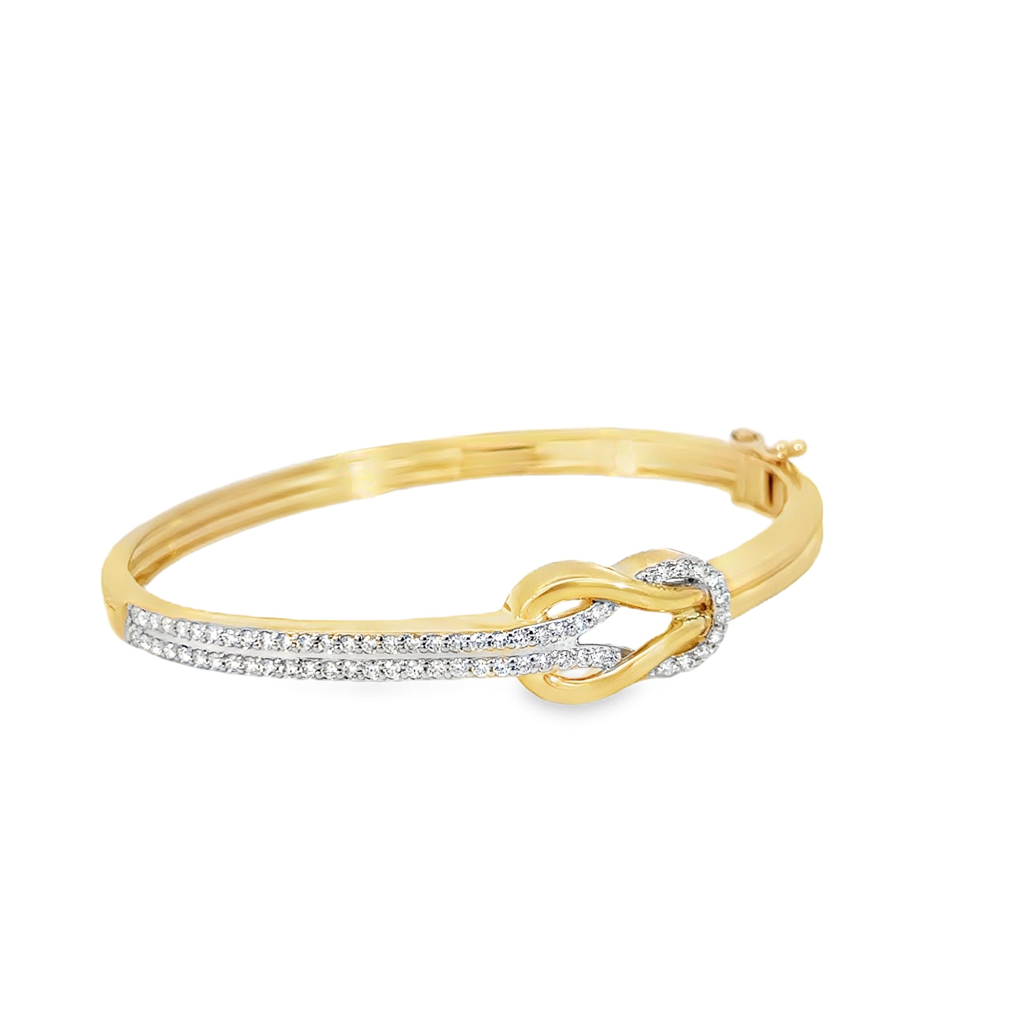 Diamond Braided Bangle Bracelet (14k Yellow Gold and Diamond)