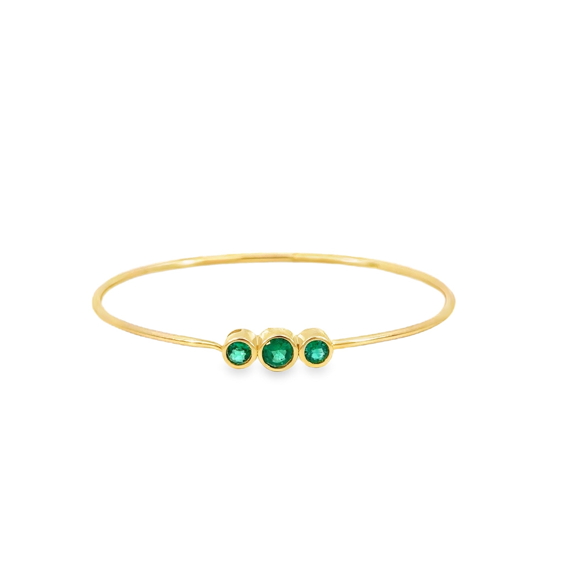 Graduate Triple Emerald Bezel Set Bangle Bracelet