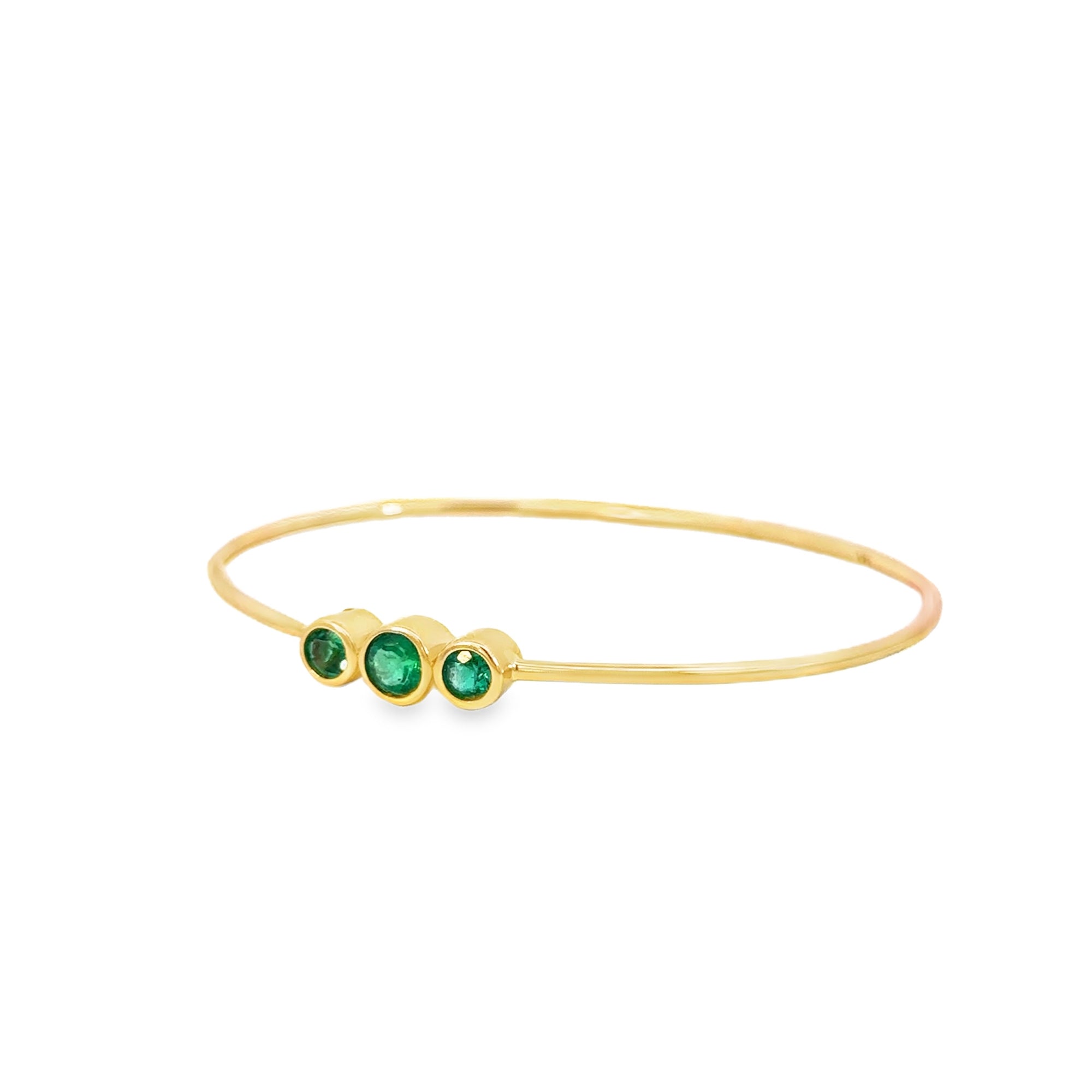 Graduate Triple Emerald Bezel Set Bangle Bracelet