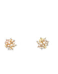 Diamond Pearl Cluster Stud Earrings (14k Yellow Gold, Diamond, and Pearl)