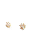 Diamond Pearl Cluster Stud Earrings (14k Yellow Gold, Diamond, and Pearl)