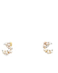 Diamond and Pearl Crescent Stud Earrings