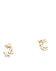 Diamond and Pearl Crescent Stud Earrings