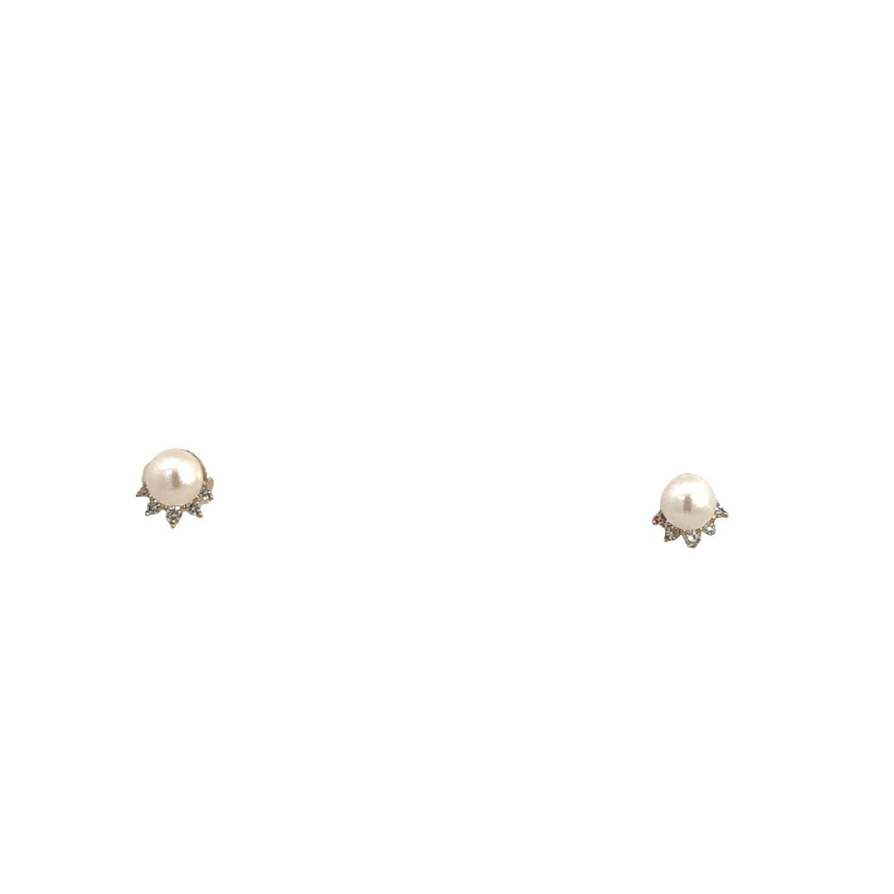 Diamond Pearl Stud Earrings
